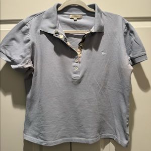 Vintage Burberry Women’s Polo Shirt Light Blue XL
